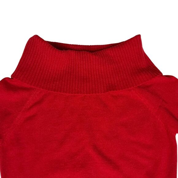 Red Off Shoulder Sweater Large Long Sleeve Ribbed No Comment Knit Top - Picture 3 of 6